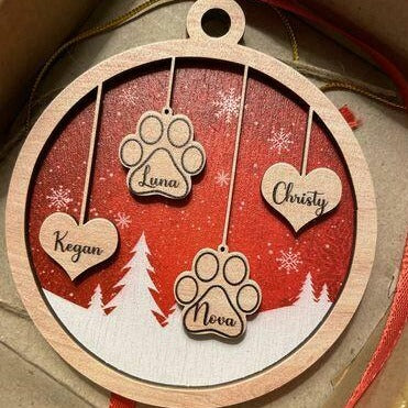 Family Ornament Wood Custom Personalized Hand Made