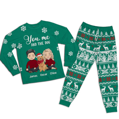 You, Me And The Dog - Personalized Custom Matching Pajama Set