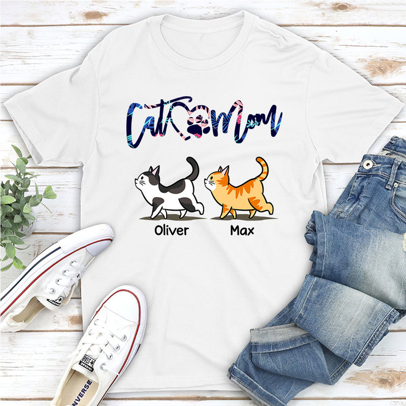 Cat Mom With Pattern - Personalized Custom Unisex T-shirt