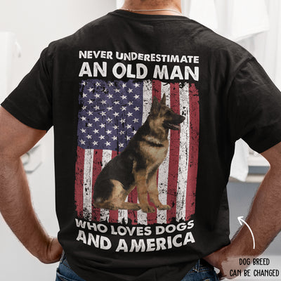 An Old Man Who Loves Dogs And America - Personalized Custom Unisex T-shirt