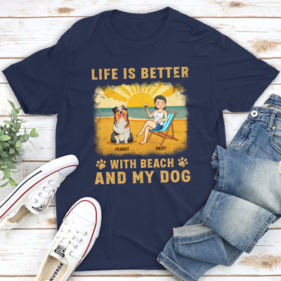 Beach And Dog - Personalized Custom Unisex T-shirt