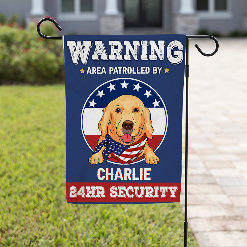 Warning Area Patrolled By Dogs - Personalized Custom Garden Flag