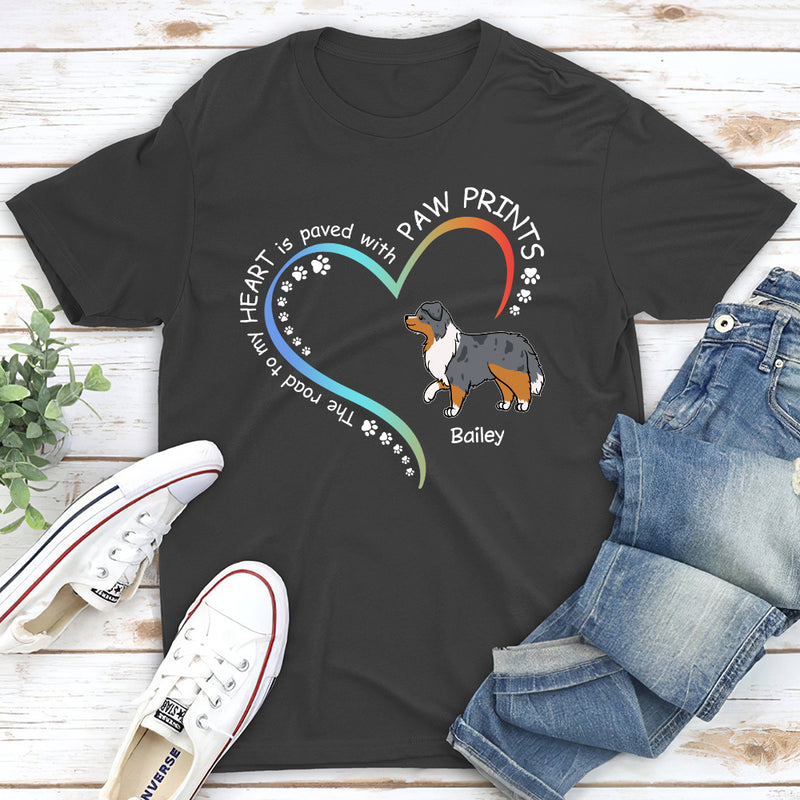 Road To Heart Walking Dog - Personalized Custom Unisex T-shirt