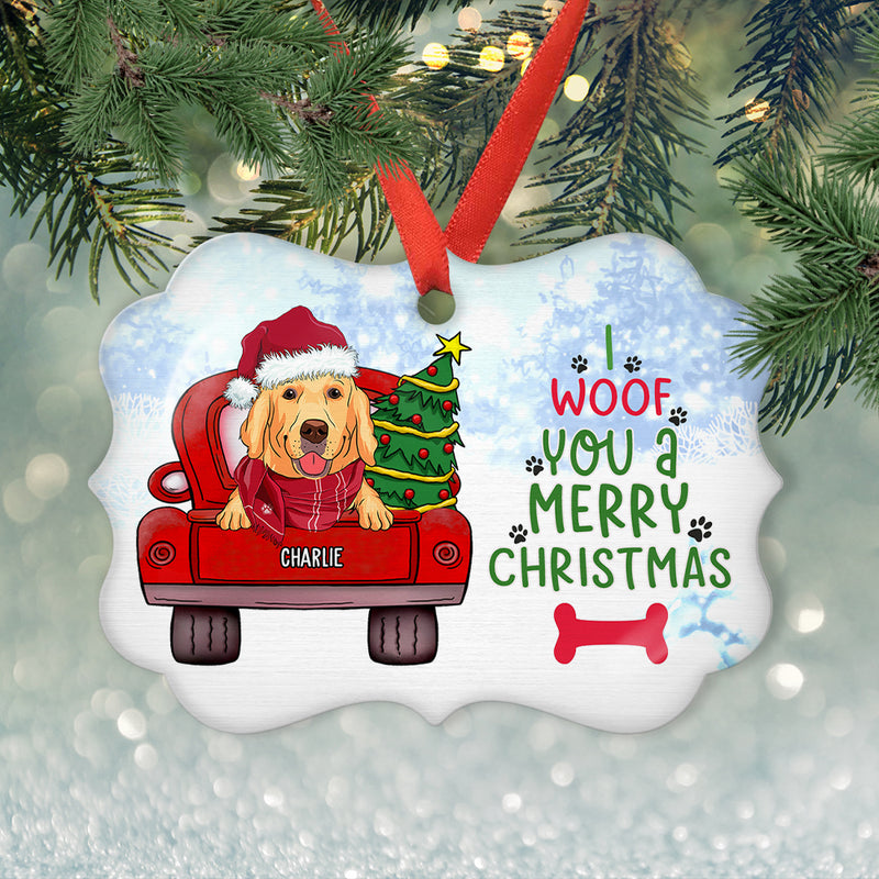 Woof You Merry Christmas - Personalized Custom Aluminum Ornament