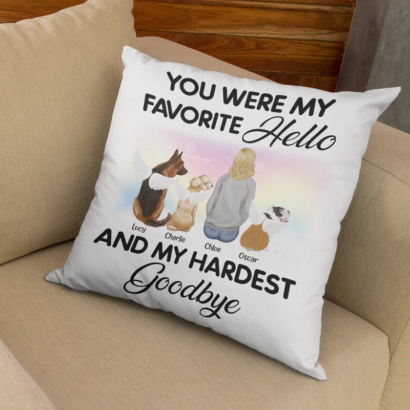 Favorite Hello And My Hardest Goodbye - Personalized Custom Throw Pillow