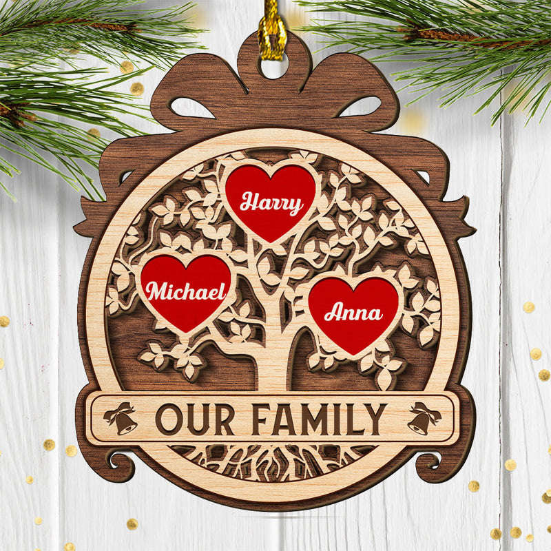 Family Tree - Personalized Custom 2-layered Wood Ornament