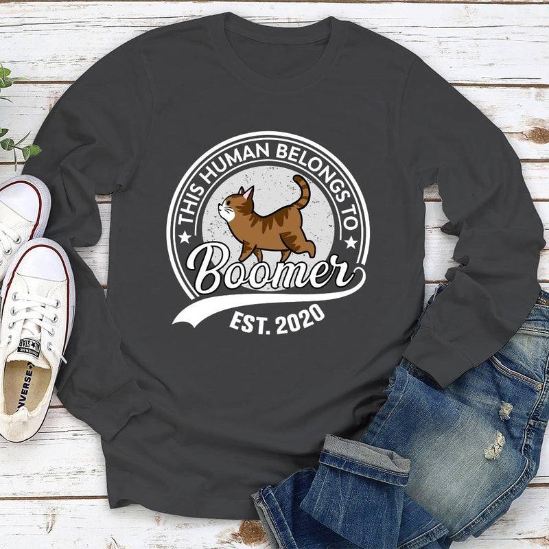 Human Belongs To Cat - Personalized Custom Long Sleeve T-shirt