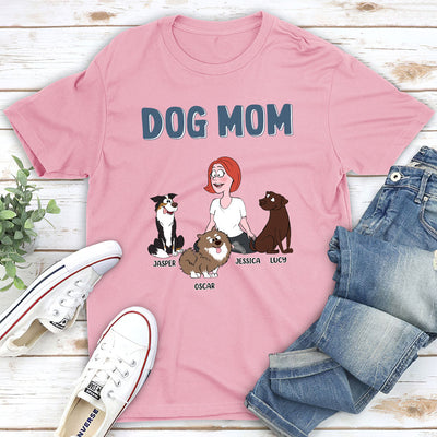 Dog Mom Cartoon - Personalized Custom Unisex T-shirt