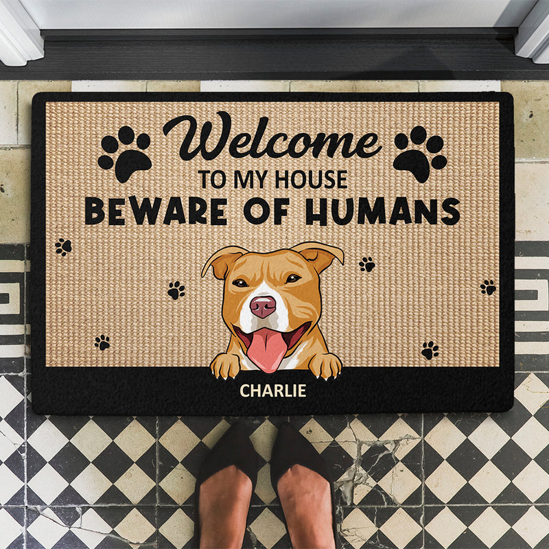 Beware Of Human - Personalized Custom Doormat