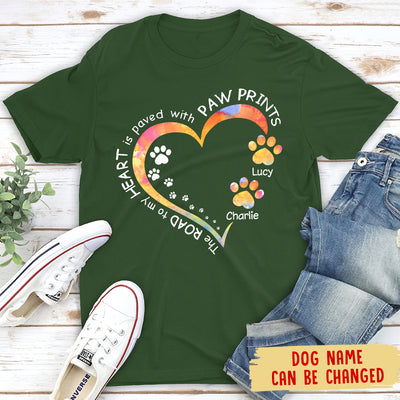 My Heart With Paw Prints - Personalized Custom Premium T-shirt