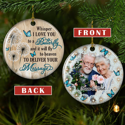 Whisper To Butterflies - Personalized Circle Ceramic Ornament