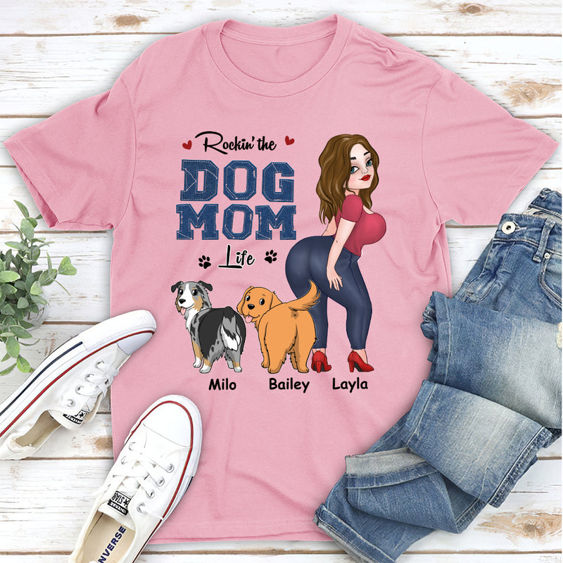 Dog Mom Blue Denim - Personalized Custom Unisex T-shirt