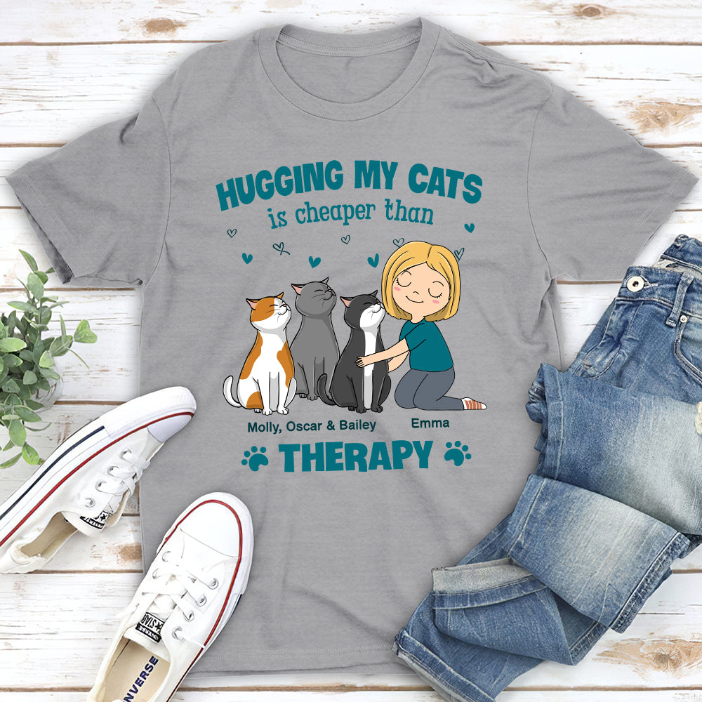 Hugging My Cat Custom Pets Lover Personalized Cats Owner Life Unisex T-shirt