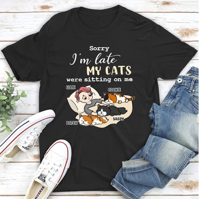 Sorry I'm Late Sleeping Cat - Personalized Custom Unisex T-shirt