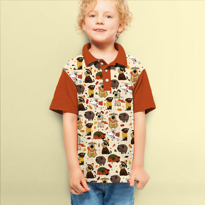 Dog Pattern Orange - Kids Polo Shirt