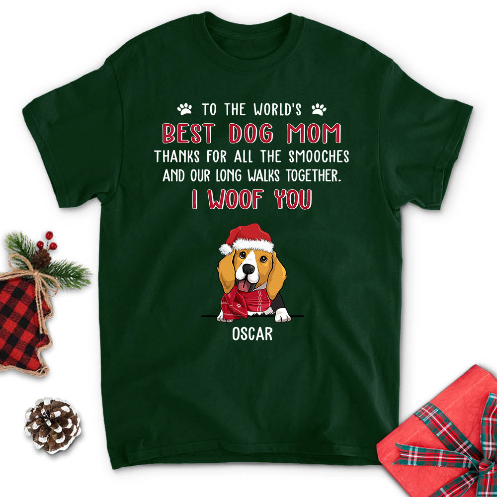 Smooches Christmas Dog Personalized Custom Pet Lover Unisex T-shirt
