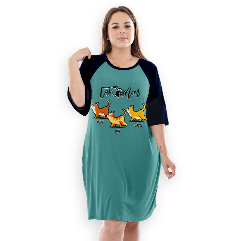 Cat Mom Simple - Personalized Custom 3/4 Sleeve Dress