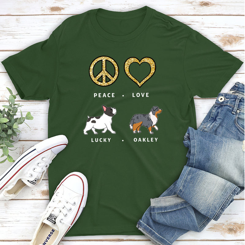 Peace Love Dog Pattern 2 - Personalized Custom Unisex T-shirt