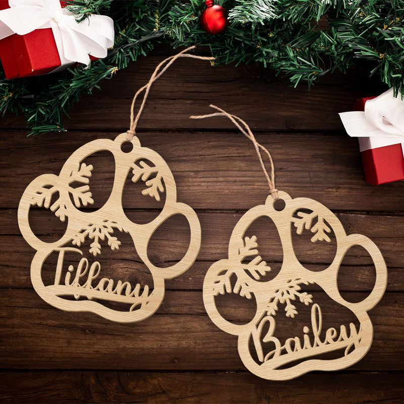 Dog Paw - Personalized Custom 1-layered Wood Ornament