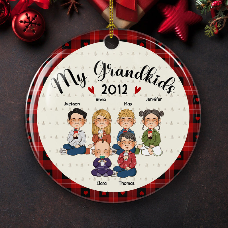 My Lovely Grandchildren - Personalized Custom Circle Ceramic Christmas Ornament