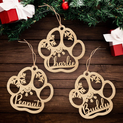 Dog Paw - Personalized Custom 1-layered Wood Ornament