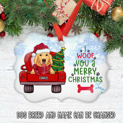Woof You Christmas - Personalized Custom Aluminum Ornament