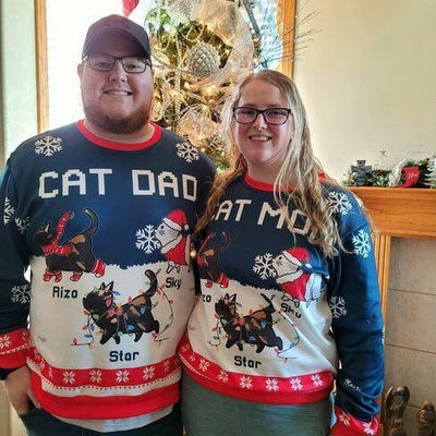 Cat Dad/Mom Winter 1 - Personalized Custom All-Over-Print Sweatshirt