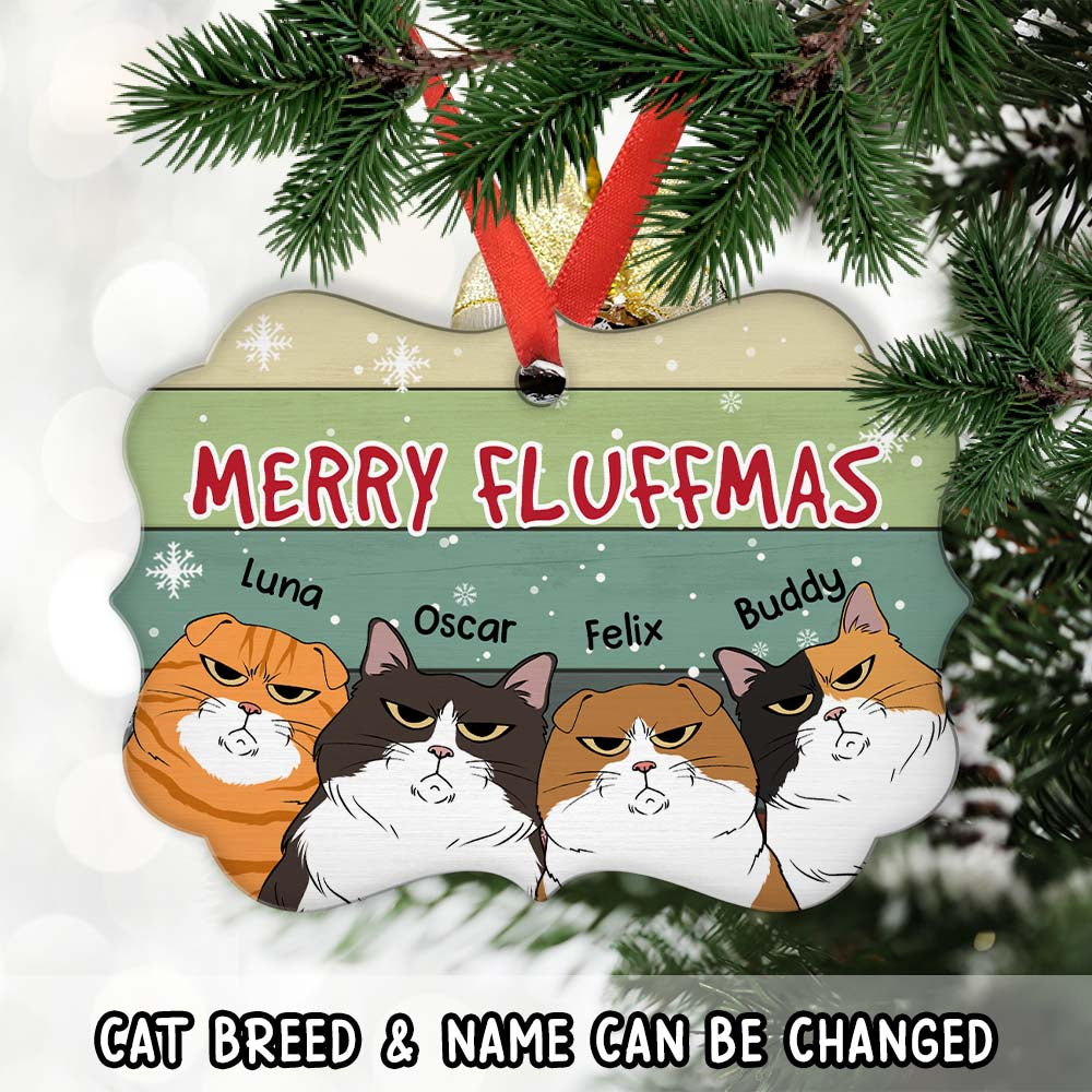 Merry Fluffmas Personalized Custom Aluminum Ornament