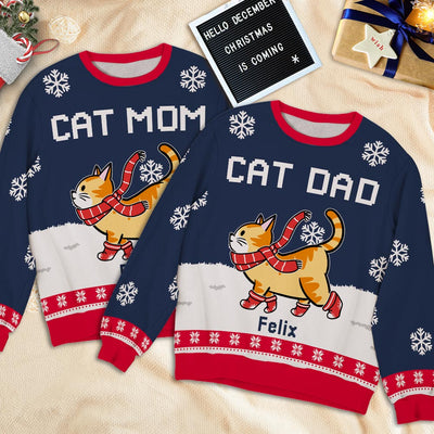 Cat Dad/Mom Winter 2 - Personalized Custom All-Over-Print Sweatshirt