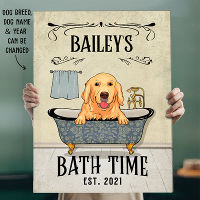 Dog's Bath Time 2 - Personalized Custom Canvas Print