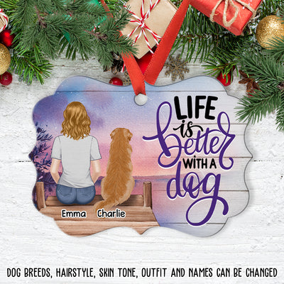 Life With Dogs - Personalized Custom Aluminum Ornament