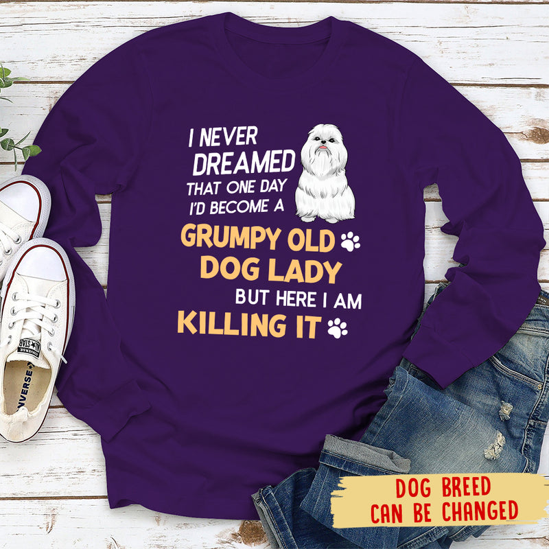 Grumpy Old Dog Lady - Personalized Custom Long Sleeve T-shirt