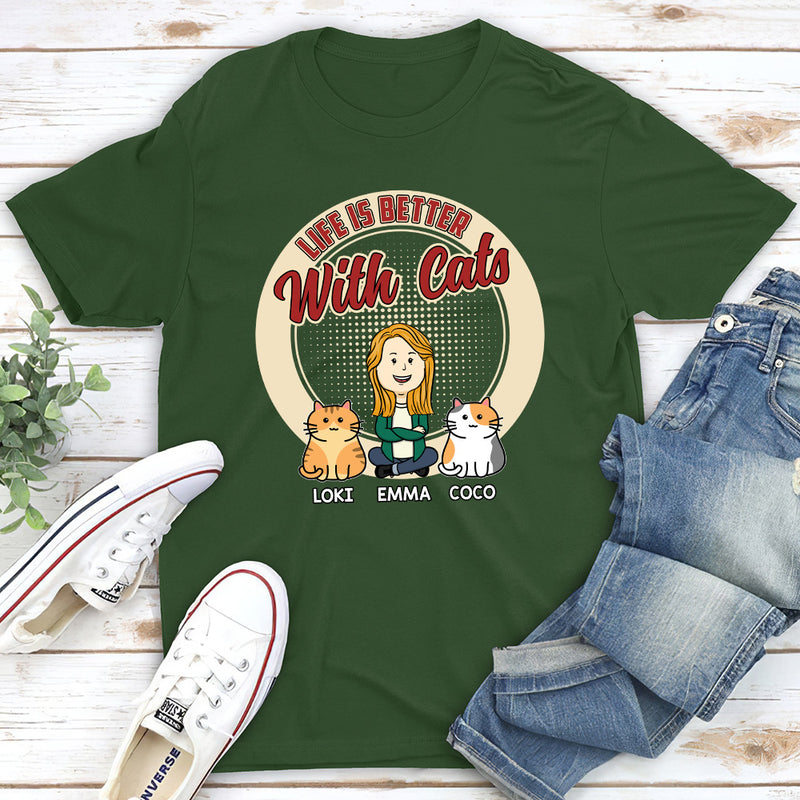 Life With A Cat - Personalized Custom Unisex T-shirt