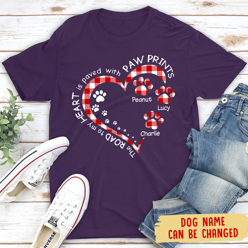 My Heart With Paw Prints - Personalized Custom Premium T-shirt