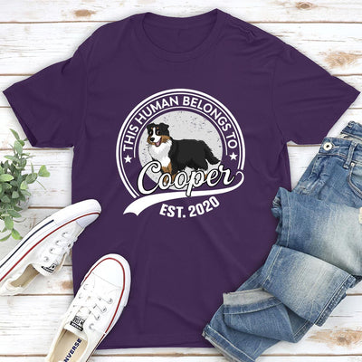 Human Belongs To Dog Cartoon - Personalized Custom Unisex T-shirt