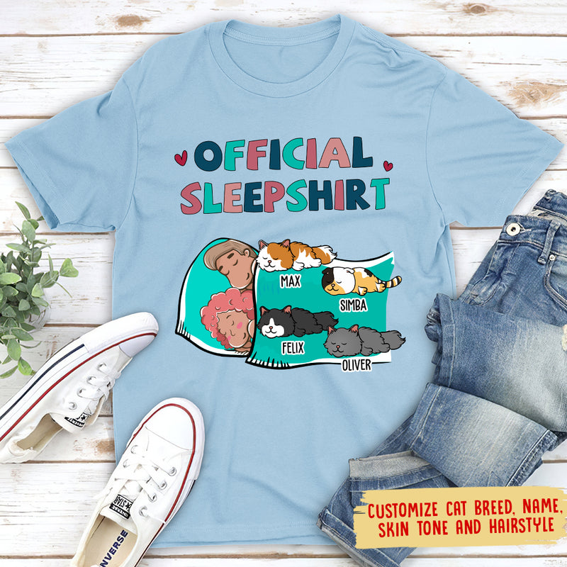 Cat Official Sleepshirt For Couple - Personalized Custom Unisex T-shirt