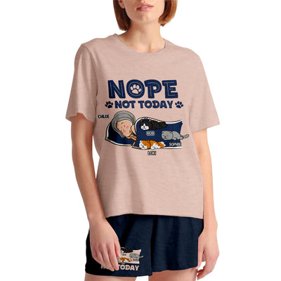 Cat Nope Not Today - Personalized Custom Short Pajama Set