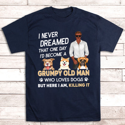 Old Man And Dog - Personalized Custom Unisex T-shirt