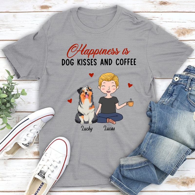 Dog Kisses And Coffee - Personalized Custom Unisex T-shirt