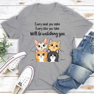 Watching You Peeking Cat - Personalized Custom Unisex T-shirt