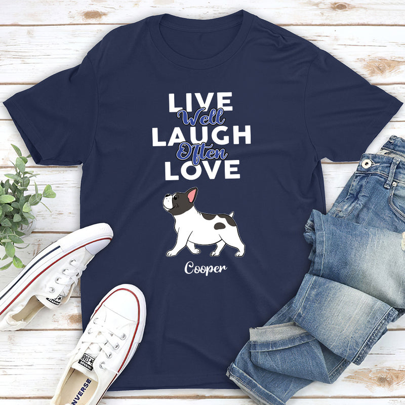 Live Well Laugh Often - Personalized Custom Unisex T-shirt