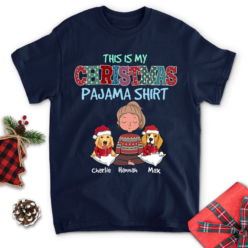 Christmas Pajama Shirt (Dark Ver.) - Personalized Custom Unisex T-shirt