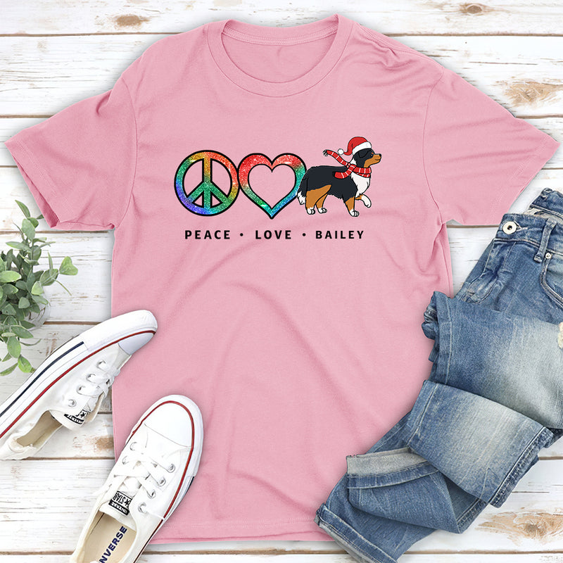 Peace Love Christmas Pattern - Personalized Custom Unisex T-shirt