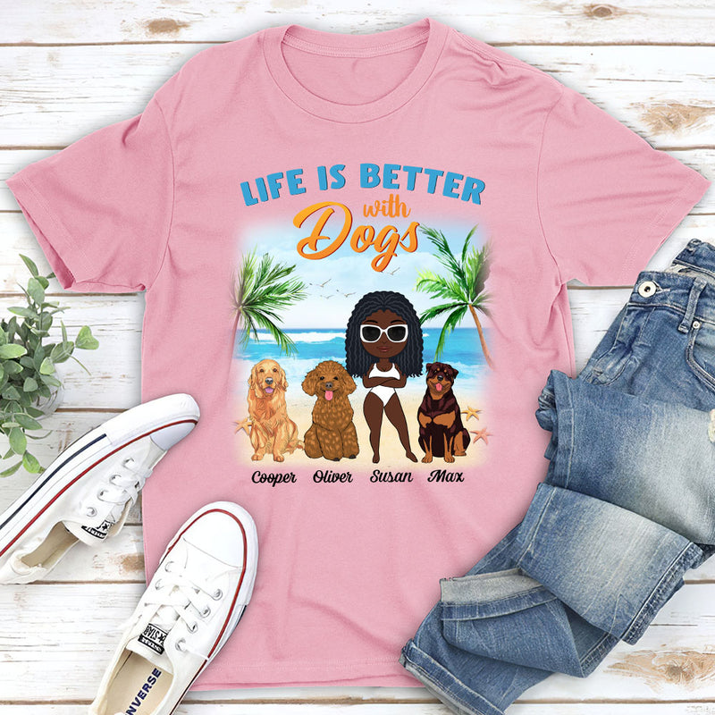 Dog Mom Summer Chibi - Personalized Custom Unisex T-shirt