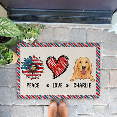 Peace Love Dog - Personalized Custom Doormat