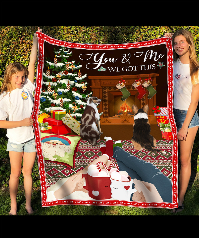 You & Me & Dogs - Personalized Custom Fleece Blanket - Christmas Gifts