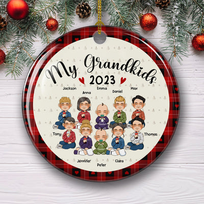 My Lovely Grandchildren - Personalized Custom Circle Ceramic Christmas Ornament