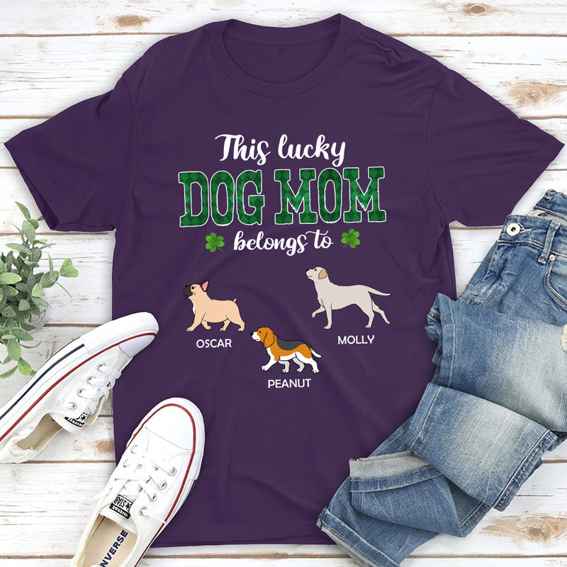 Lucky Dog Mom - Personalized Custom Unisex T-shirt