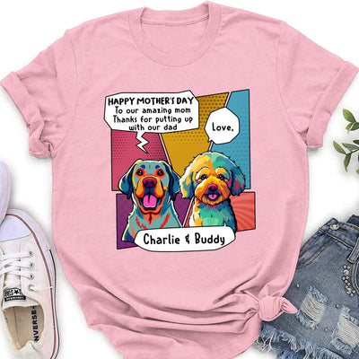 Pop Art Amazing Mom - Personalized Custom Women's T-shirt