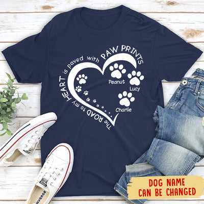 My Heart With Paw Prints - Personalized Custom Premium T-shirt